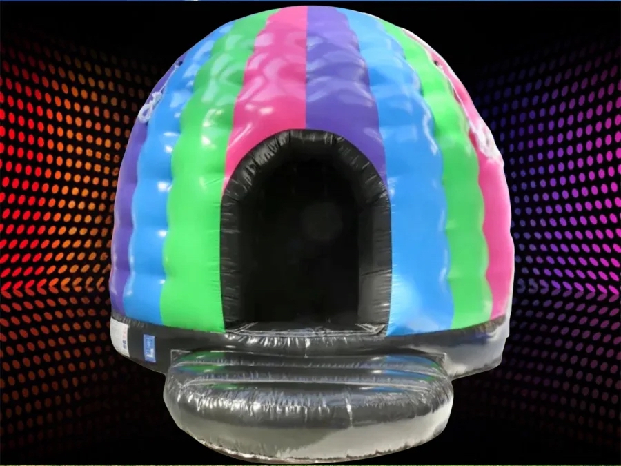 Disco dome bouncy castle hire Doncaster with LED lights and music